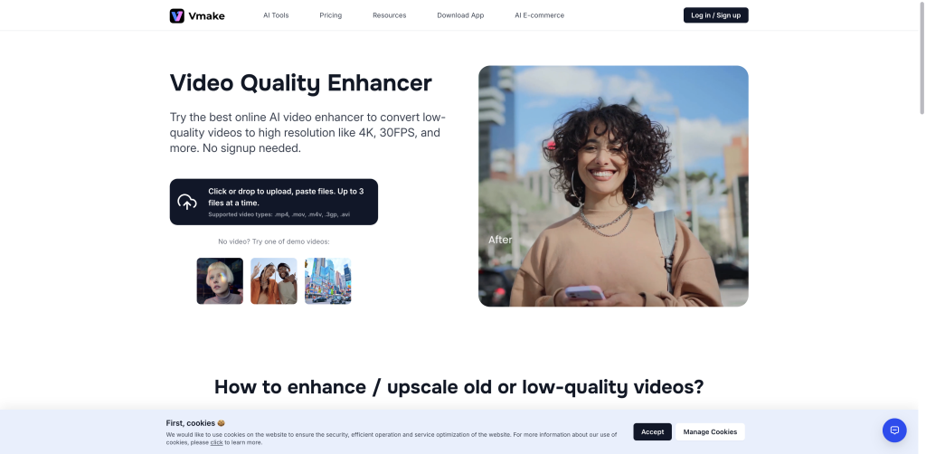 Vmake’s AI Video Enhancer