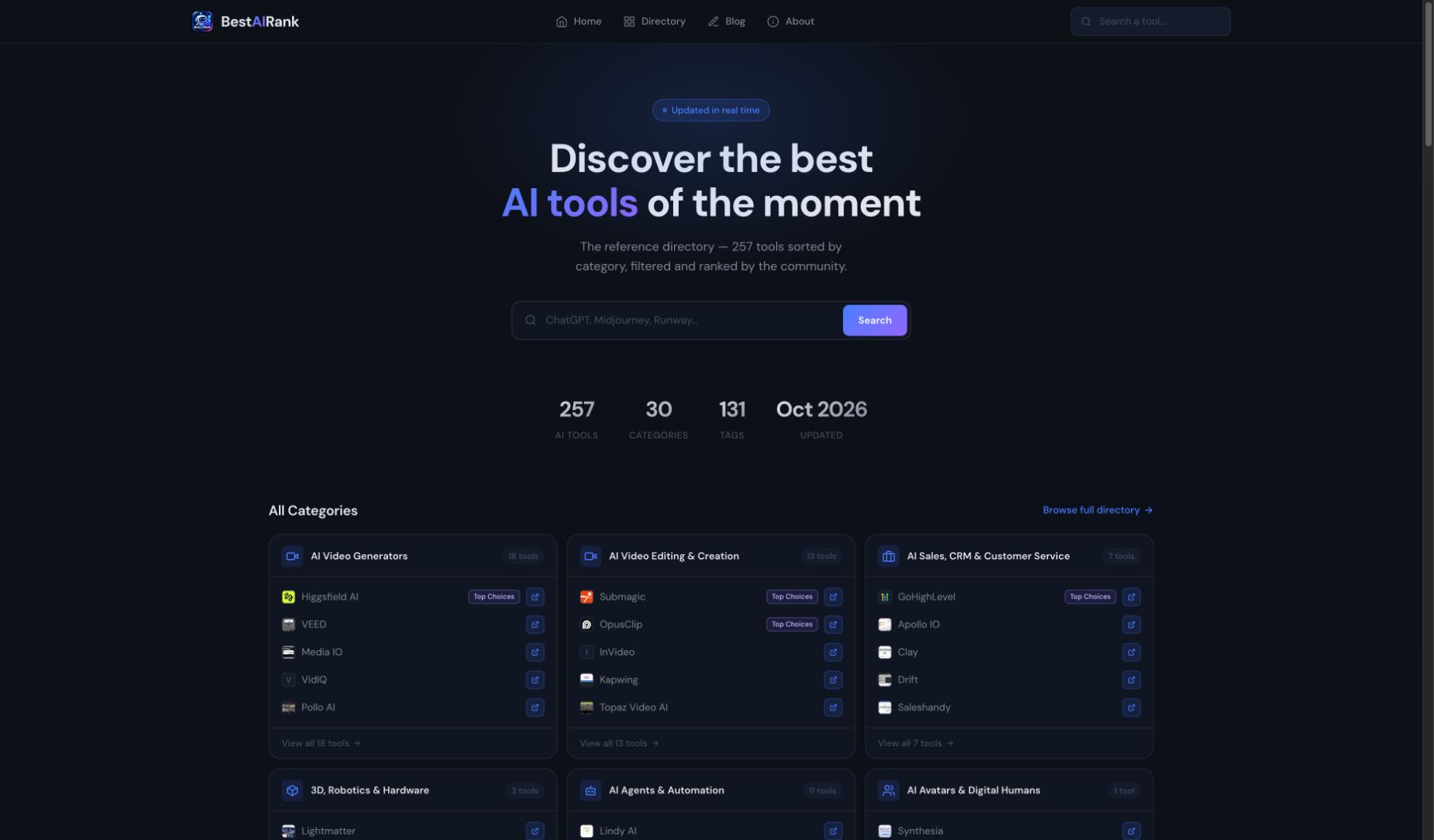 BestAiRank groups AI tools by the work they help with