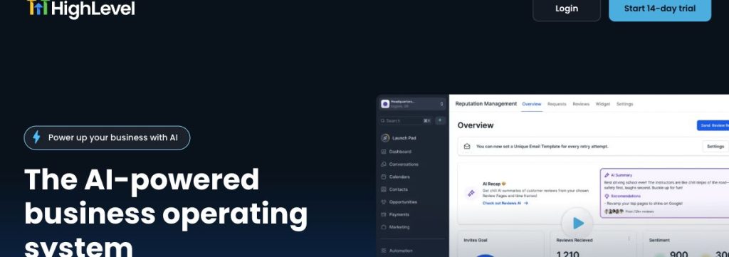 highlevel-overview — screenshot of the official website, not a BestAIRank test result